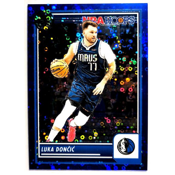 2023-24 NBA Hoops Premium Stock LUKA DONCIC #09 Blue Disco Prizm Parallel /99 - Picture 1 of 2